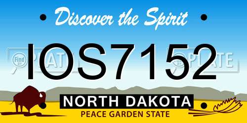 IOS7152 North Dakota License Plate