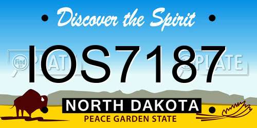 IOS7187 North Dakota License Plate