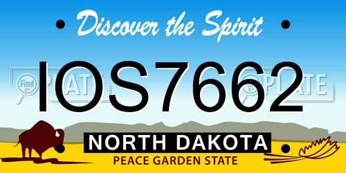IOS7662 North Dakota License Plate