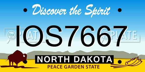 IOS7667 North Dakota License Plate
