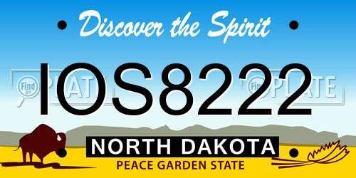 IOS8222 North Dakota License Plate