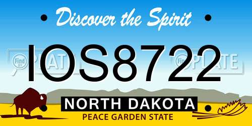 IOS8722 North Dakota License Plate