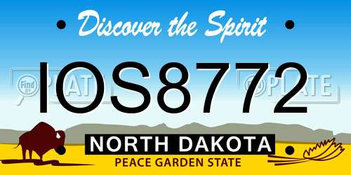 IOS8772 North Dakota License Plate