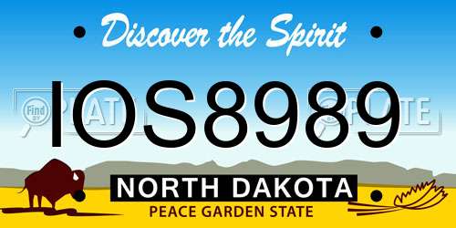 IOS8989 North Dakota License Plate