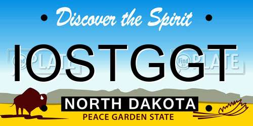 IOSTGGT North Dakota License Plate