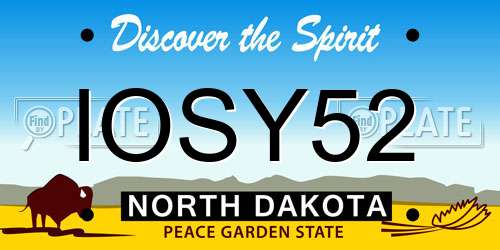 IOSY52 North Dakota License Plate