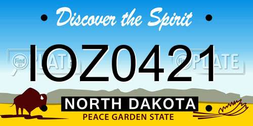 IOZ0421 North Dakota License Plate
