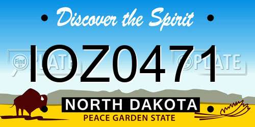 IOZ0471 North Dakota License Plate