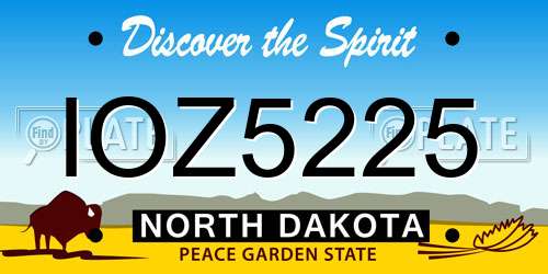 IOZ5225 North Dakota License Plate