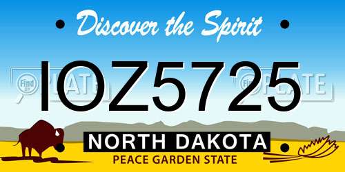 IOZ5725 North Dakota License Plate