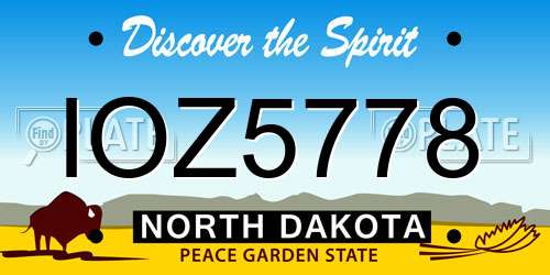 IOZ5778 North Dakota License Plate