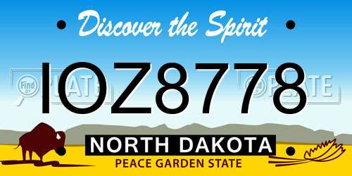 IOZ8778 North Dakota License Plate