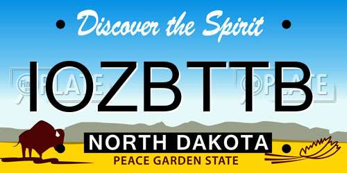 IOZBTTB North Dakota License Plate