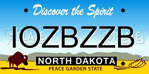 IOZBZZB North Dakota License Plate