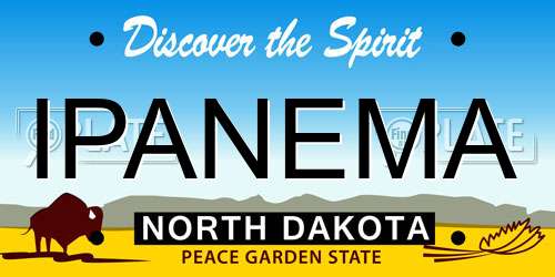 IPANEMA North Dakota License Plate