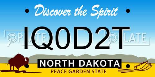 IQ0D2T North Dakota License Plate