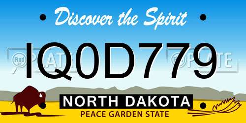 IQ0D779 North Dakota License Plate