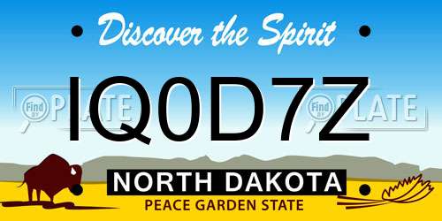 IQ0D7Z North Dakota License Plate
