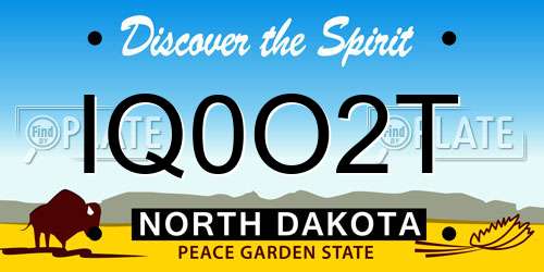 IQ0O2T North Dakota License Plate