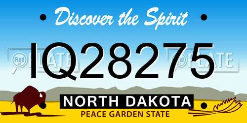 IQ28275 North Dakota License Plate