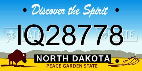 IQ28778 North Dakota License Plate