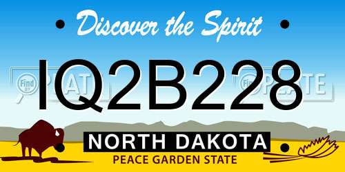 IQ2B228 North Dakota License Plate