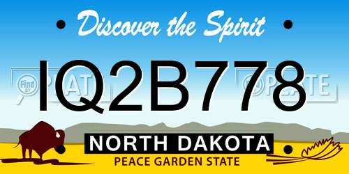 IQ2B778 North Dakota License Plate