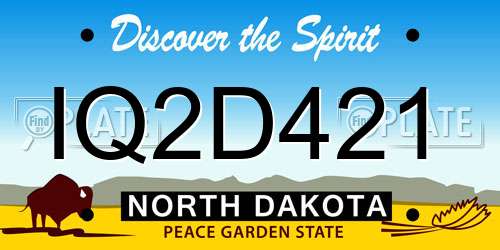 IQ2D421 North Dakota License Plate