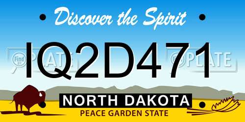 IQ2D471 North Dakota License Plate