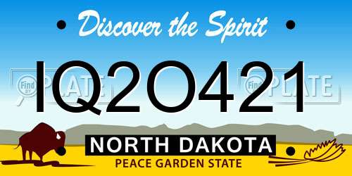 IQ2O421 North Dakota License Plate