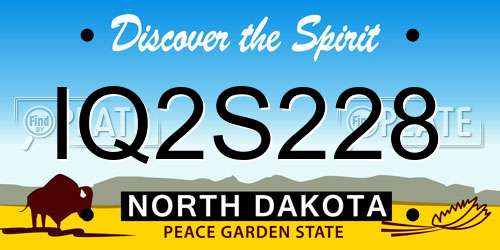 IQ2S228 North Dakota License Plate