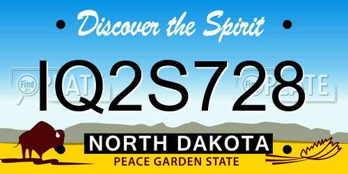 IQ2S728 North Dakota License Plate