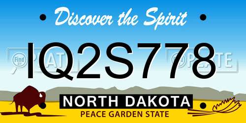 IQ2S778 North Dakota License Plate