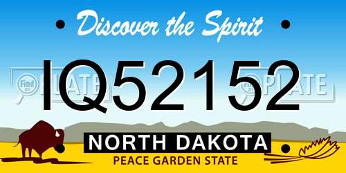 IQ52152 North Dakota License Plate