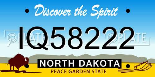 IQ58222 North Dakota License Plate