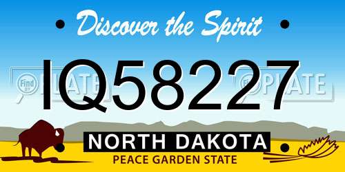 IQ58227 North Dakota License Plate