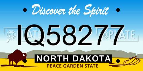 IQ58277 North Dakota License Plate