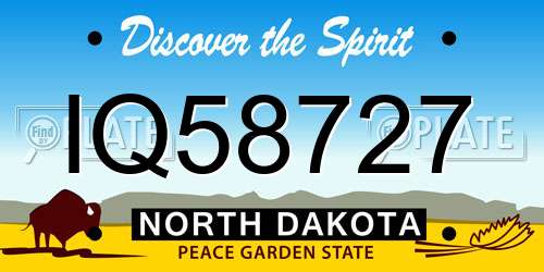 IQ58727 North Dakota License Plate