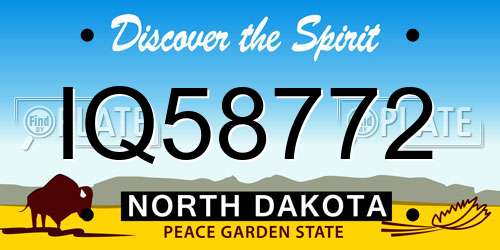 IQ58772 North Dakota License Plate