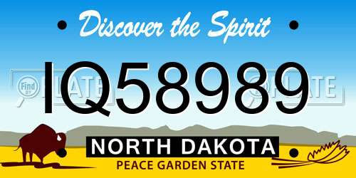 IQ58989 North Dakota License Plate