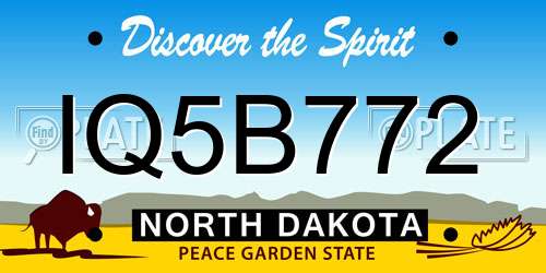IQ5B772 North Dakota License Plate
