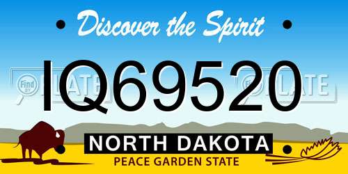 IQ69520 North Dakota License Plate