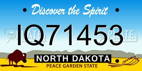 IQ71453 North Dakota License Plate