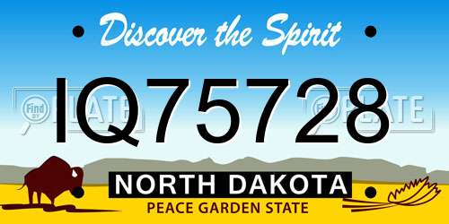 IQ75728 North Dakota License Plate