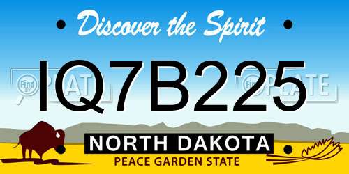 IQ7B225 North Dakota License Plate