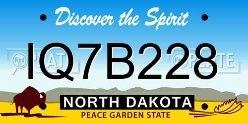 IQ7B228 North Dakota License Plate