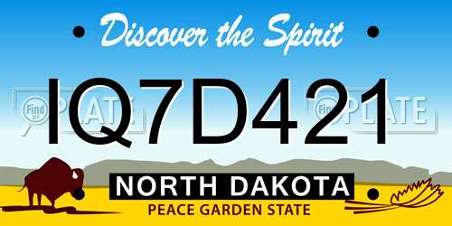 IQ7D421 North Dakota License Plate
