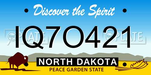 IQ7O421 North Dakota License Plate