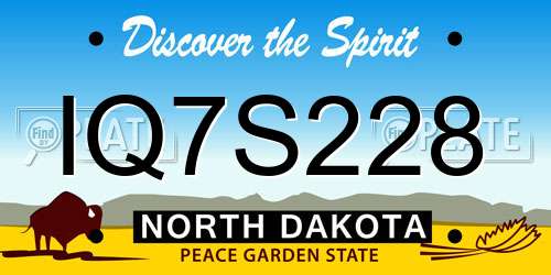IQ7S228 North Dakota License Plate