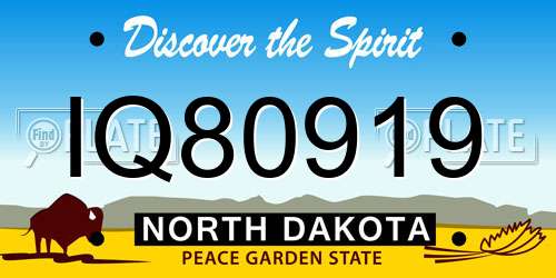 IQ80919 North Dakota License Plate